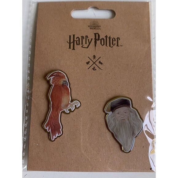 Albus Dumbledore And Fawkes Phoenix Harry Potter Pin Set Yume NEW - Picture 1 of 6